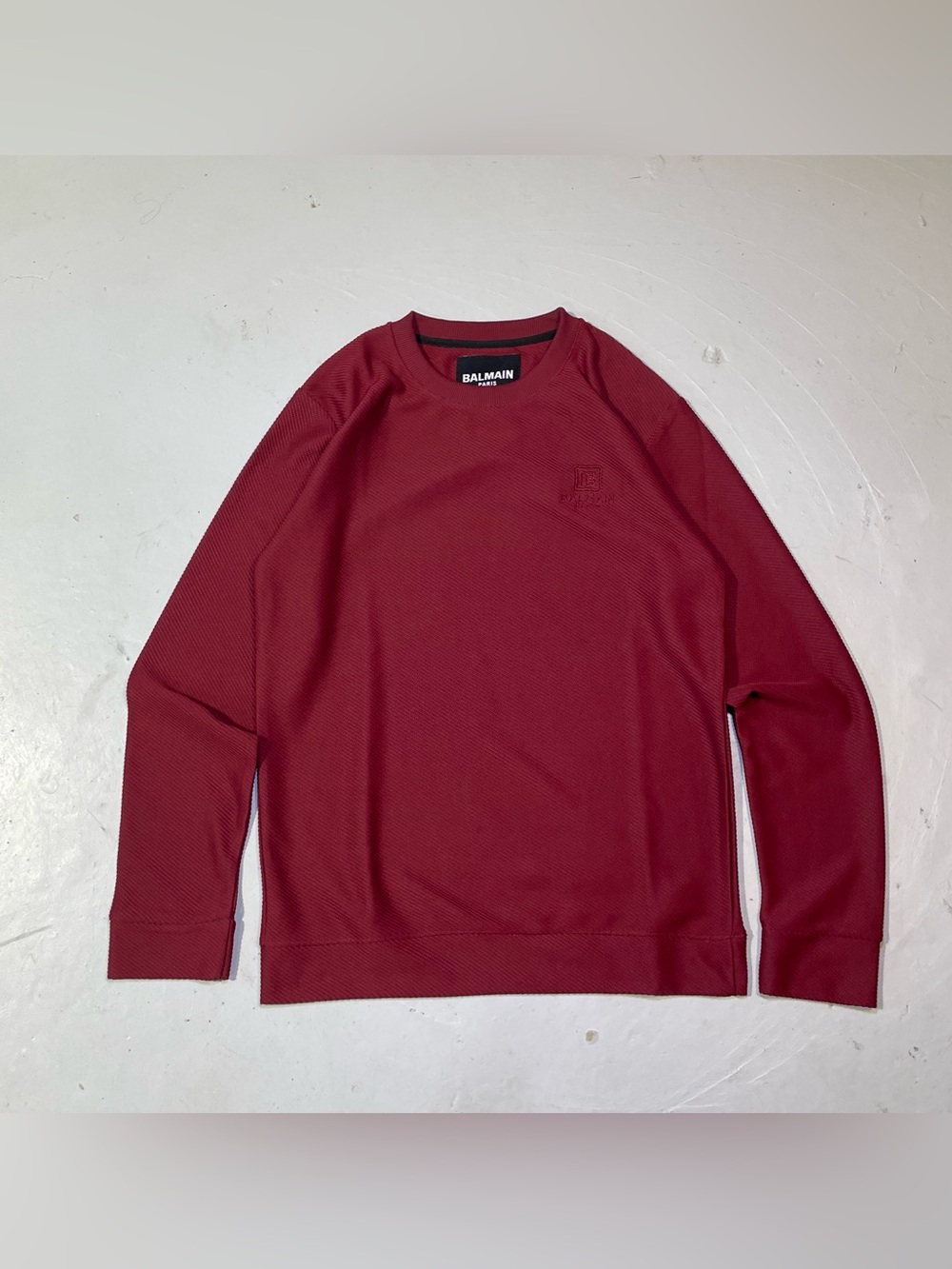 Balmain Men's Crewneck Sweater in Burgundy